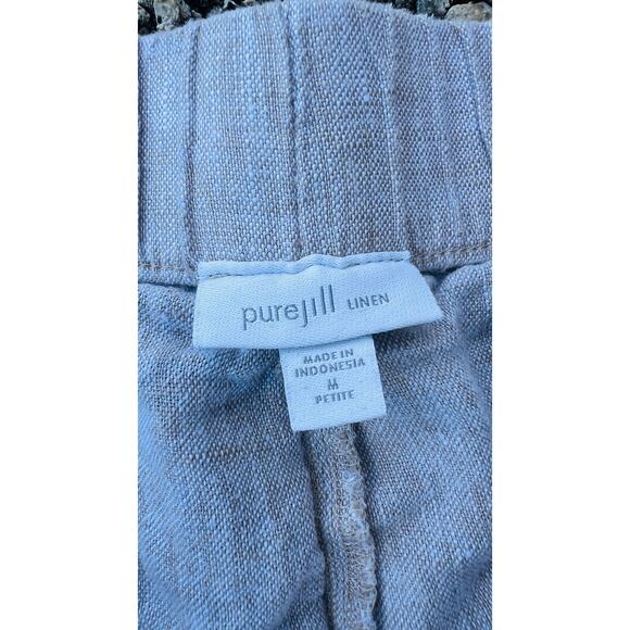 🩵 Pure Jill Linen Pants - Light TAN Petite M Relaxed Cropped - Minimalist - Picture 3 of 4
